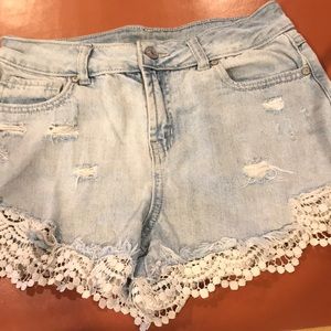 Light blue denim shorts